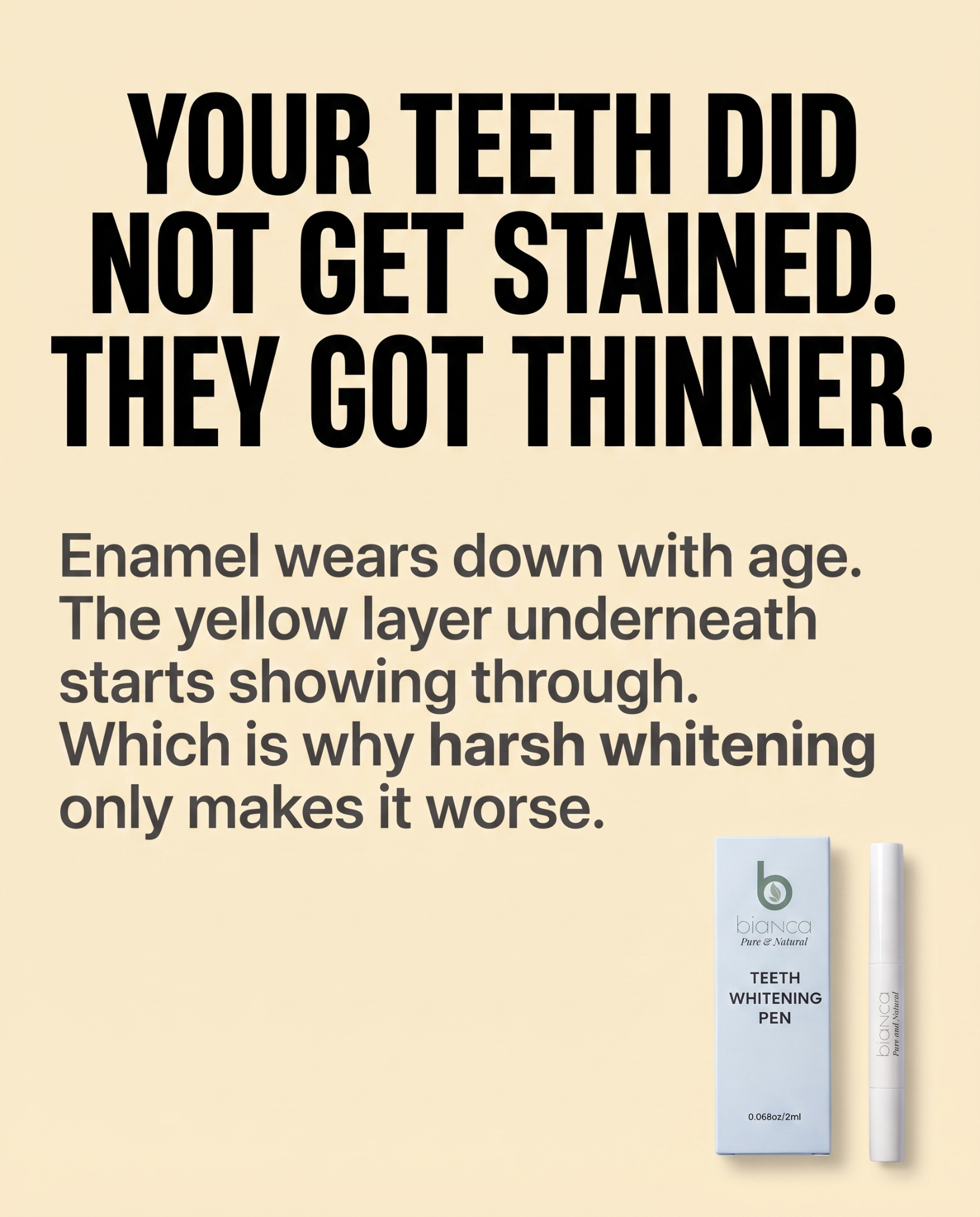 Bianca Bright Facebook ad: They did not stain. They thinned.