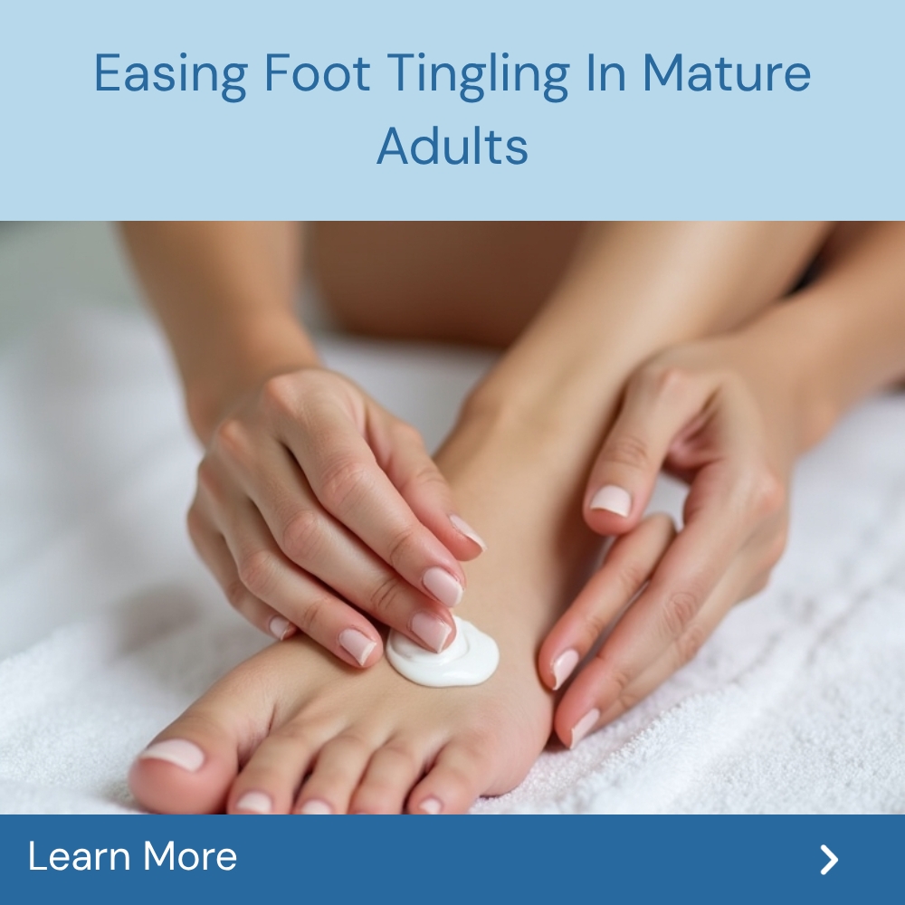 Serene Scribe Discover Facebook ad: Easing Foot Tingling In Mature Adults.