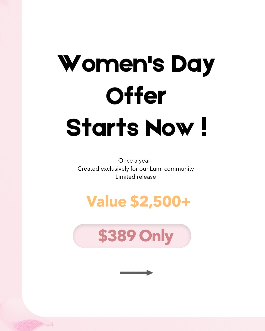 Lumi Skin Clinics Facebook ad: Women’s Day Special | 8 Days Only