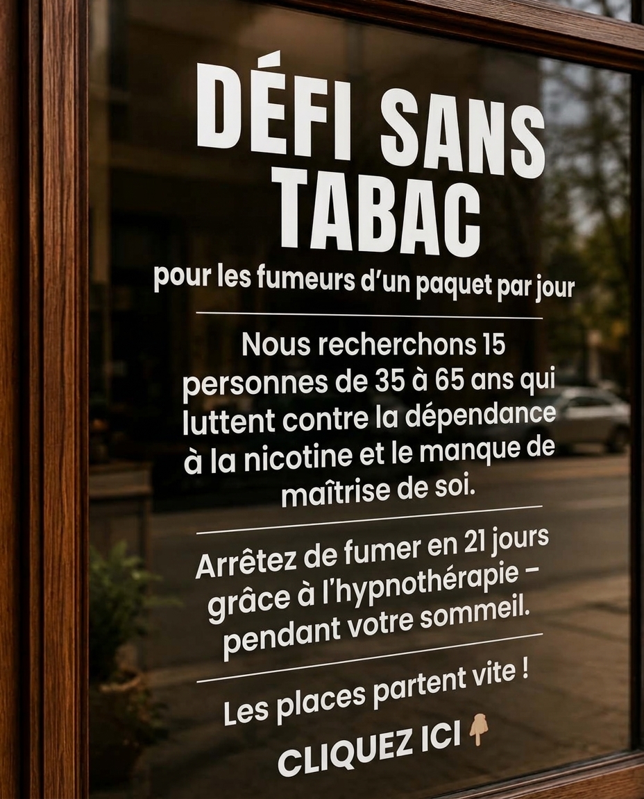 Hypnozio: power of hypnotherapy Facebook ad: Arrêter de fumer d'une manière qui semble vraiment facile