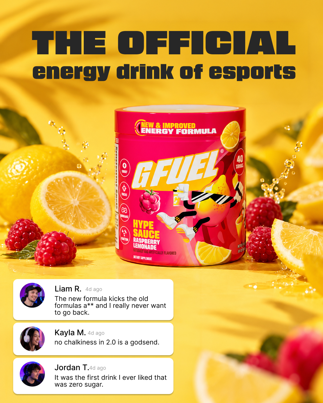 G FUEL Facebook ad: Start Here. Fuel Everything.
