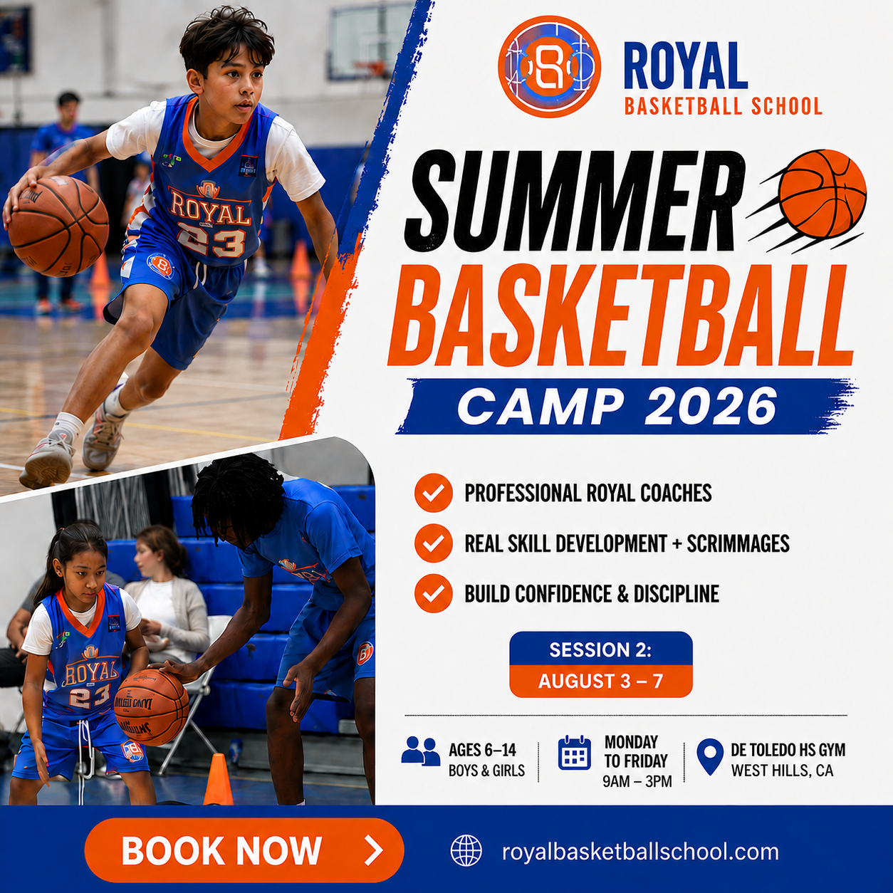 ROYAL BASKETBALL SCHOOL Facebook ad: Train like a PRO this summer