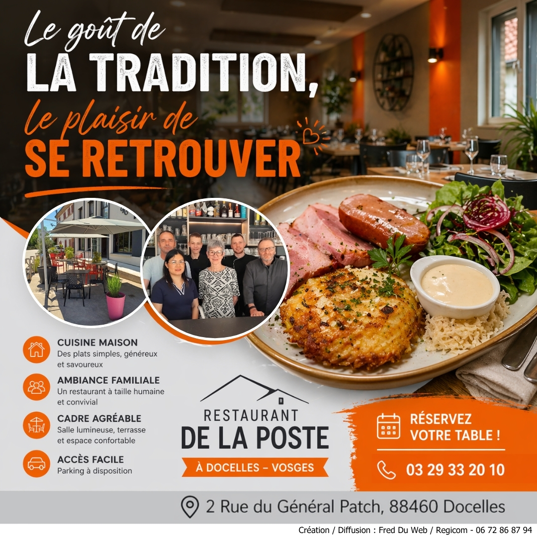Restaurant De La POSTE Facebook ad: ENVIE DE RETROUVER LE PLAISIR DES VRAIS REPAS?
