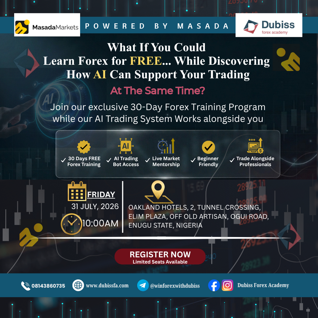 Dubiss FOREX Academy Facebook ad: Learn Forex FREE + AI Trading