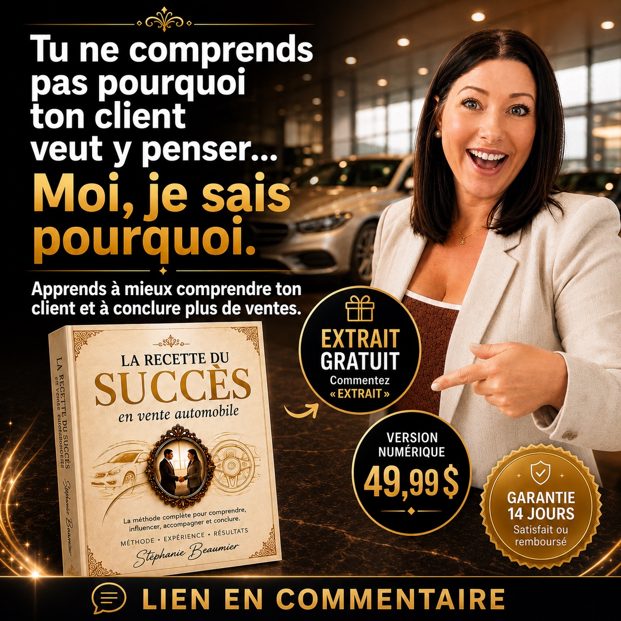 Stéphanie Corinne Beaumier Facebook ad: La recette du succès en vente automobile