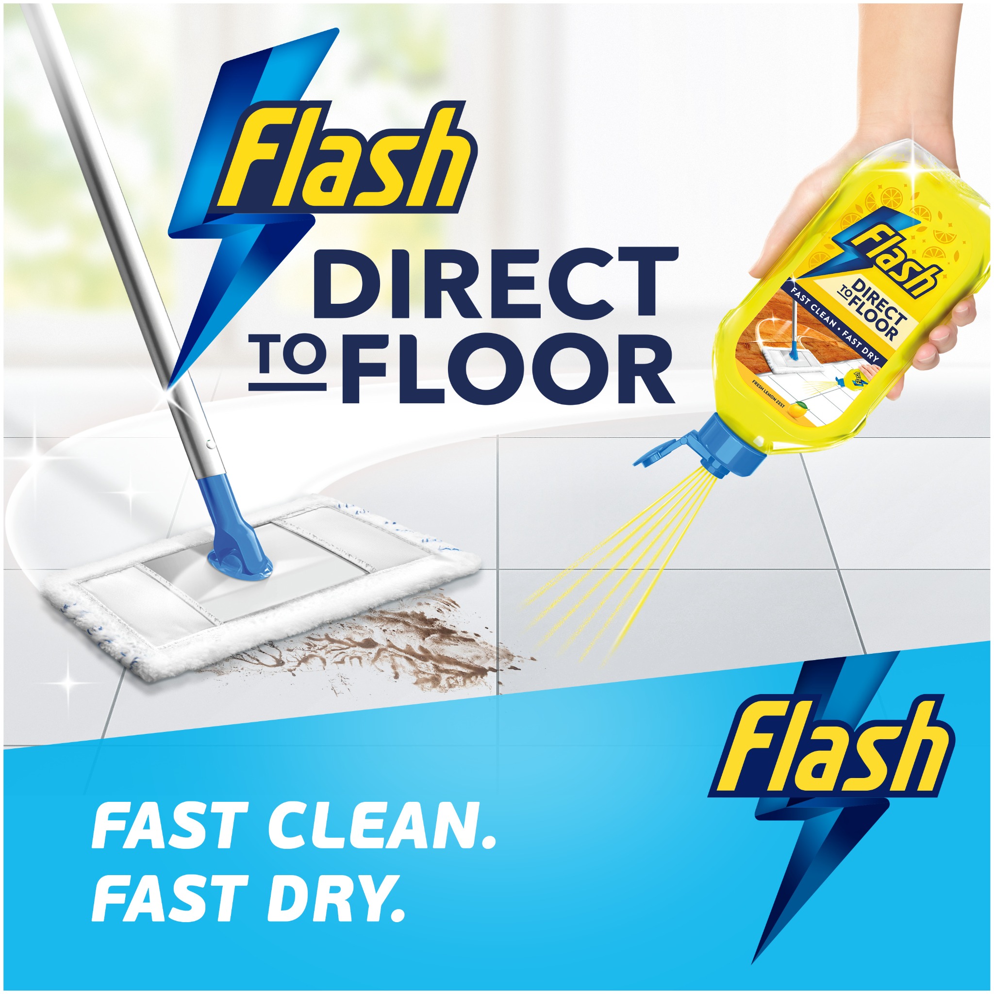 Flash Cleaner Facebook ad: FAST CLEAN and FAST DRY floors in no…
