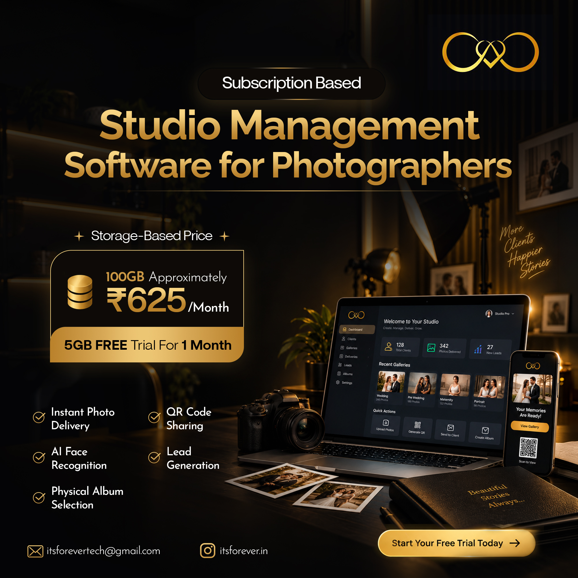 Itsforever.in Facebook ad: Studio Management Software