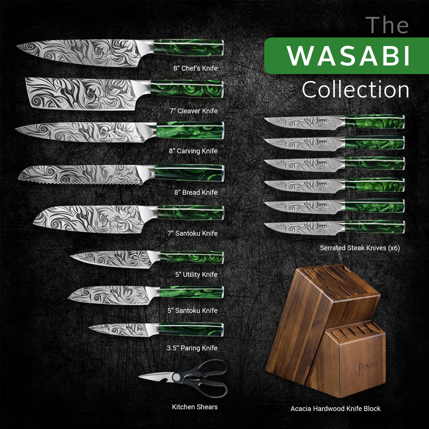 Senken Knives Facebook ad: Wasabi 16-Piece Japanese Knife Block Set