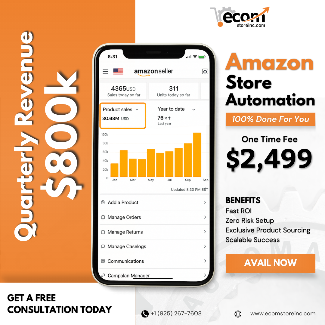 Ecom Store INC Facebook ad: Done-For-You Amazon Store Setup