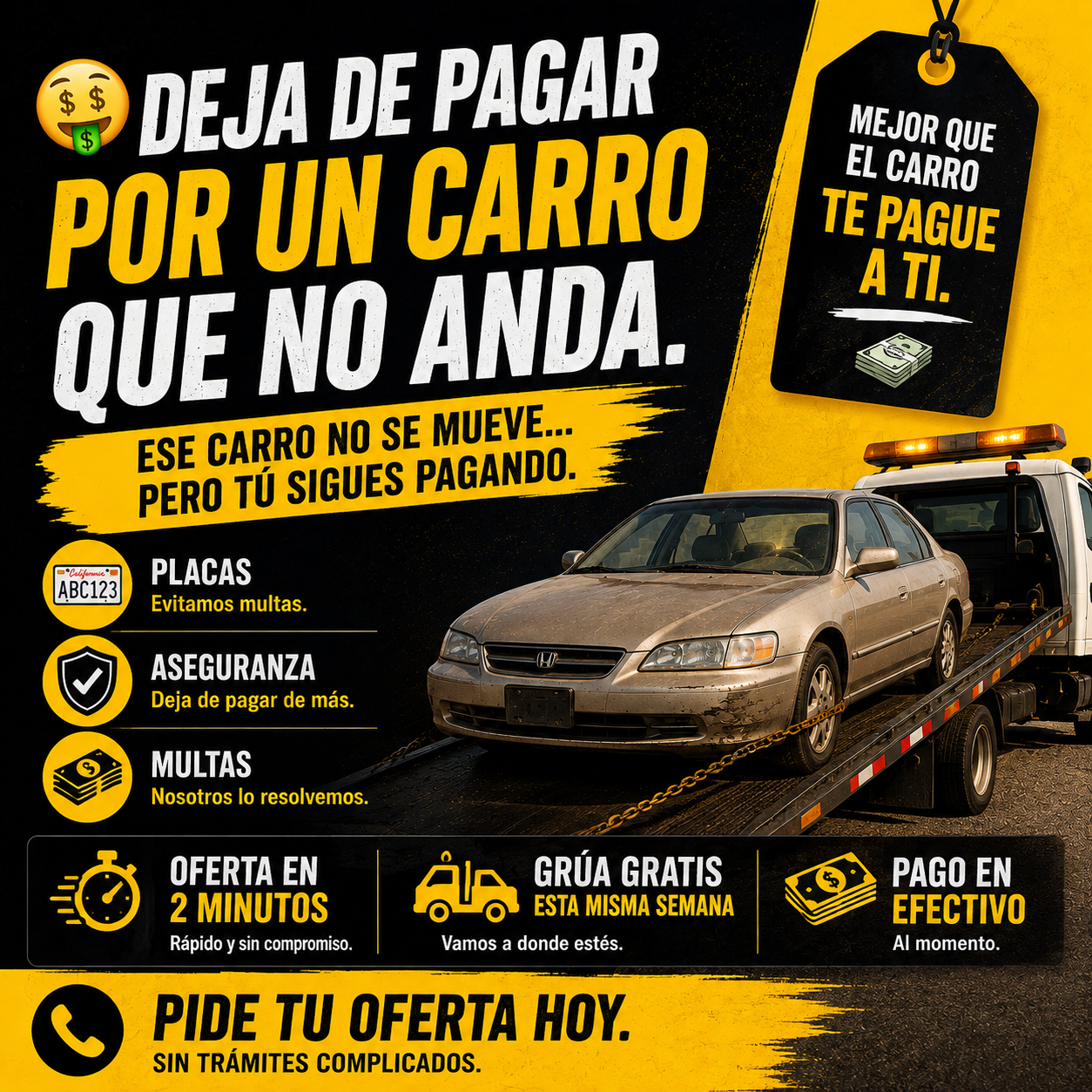 AutoVanish Facebook ad: Deja de Pagar Por un Carro Que No Anda.