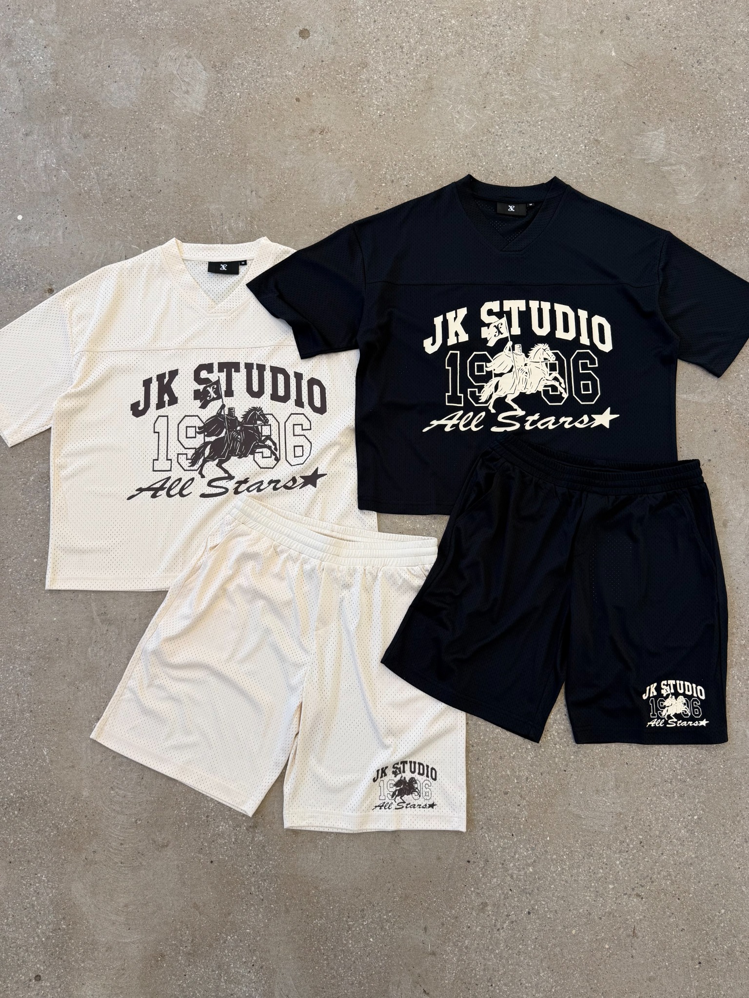 JK Attire Facebook ad: New In Studio Mesh Set, available in two…