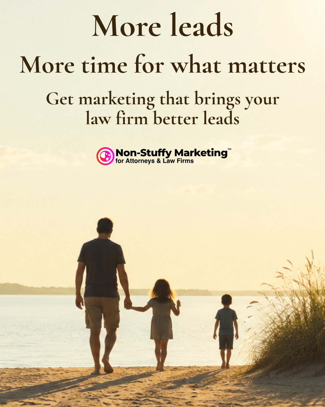 Non-Stuffy Marketing Facebook ad: More law Firm Leads. More Freedom.