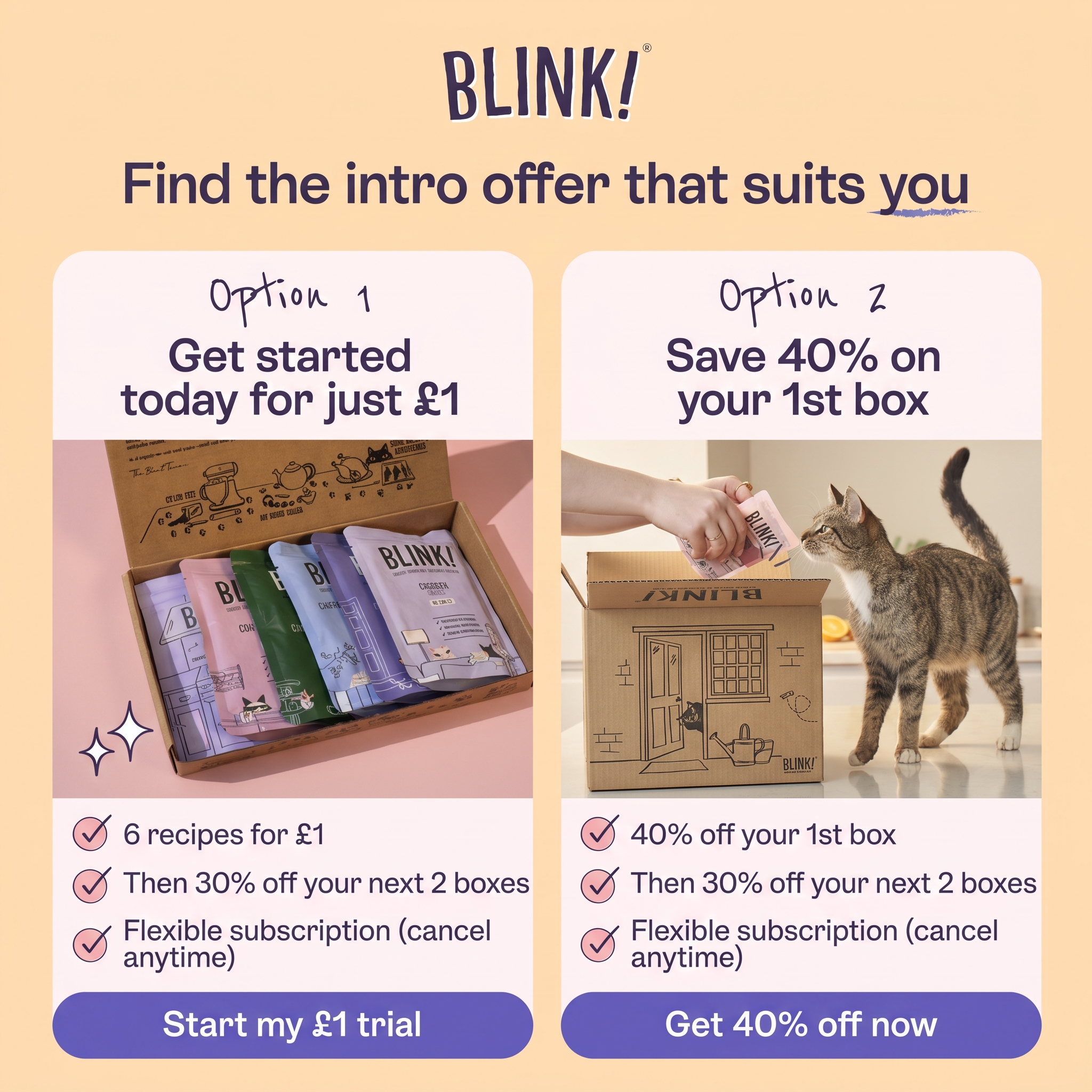 Blink Cat Food Facebook ad: Pick Your Perfect Intro Offer