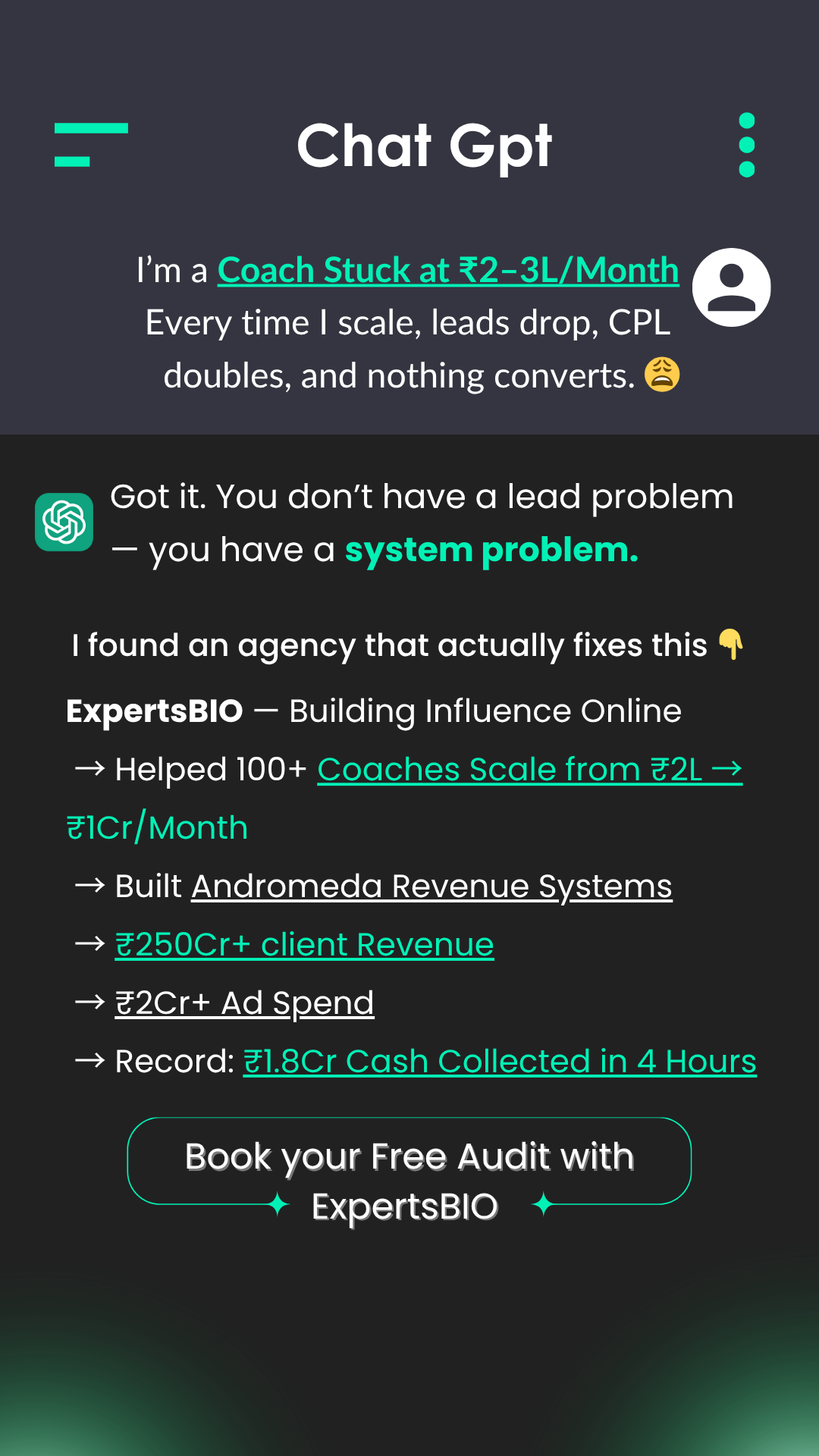 Experts BIO Facebook ad from Nov 27, 2025