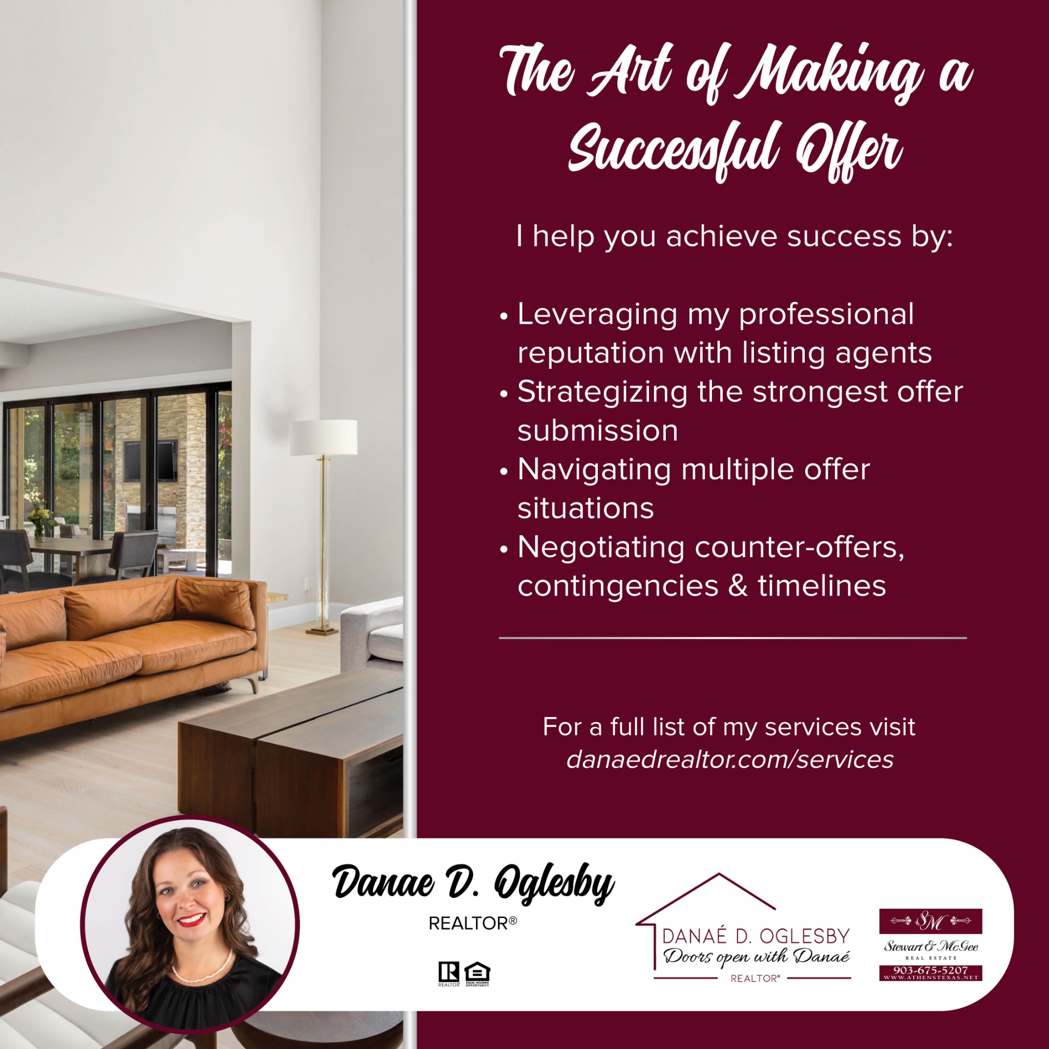 Danae D. Oglesby, Realtor Facebook ad: Message or Call (903) 292-3339 / (903) 675-5207