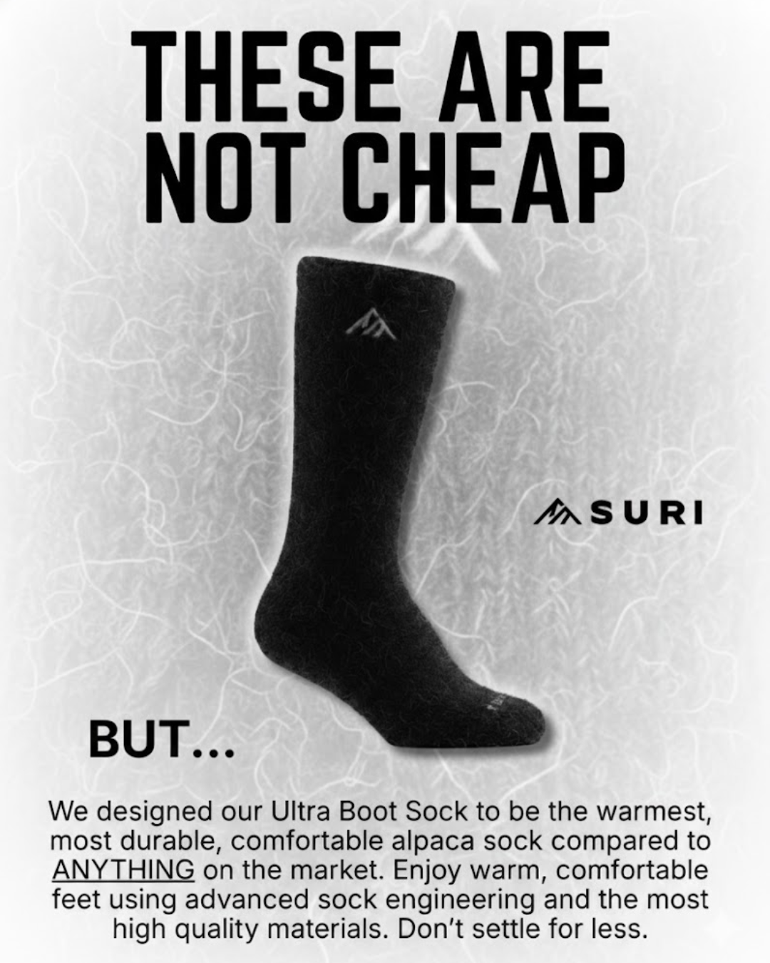 Suri Alpaca Socks Facebook ad