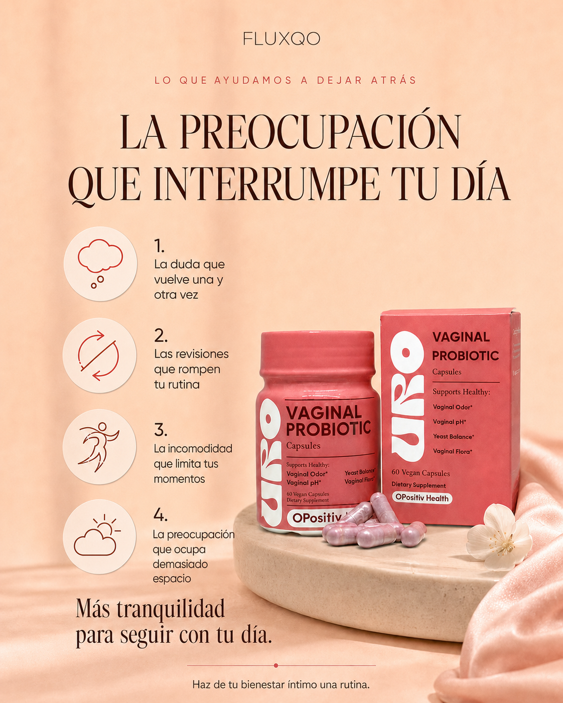 Fluxqo Facebook ad: Más tranquilidad en tu rutina