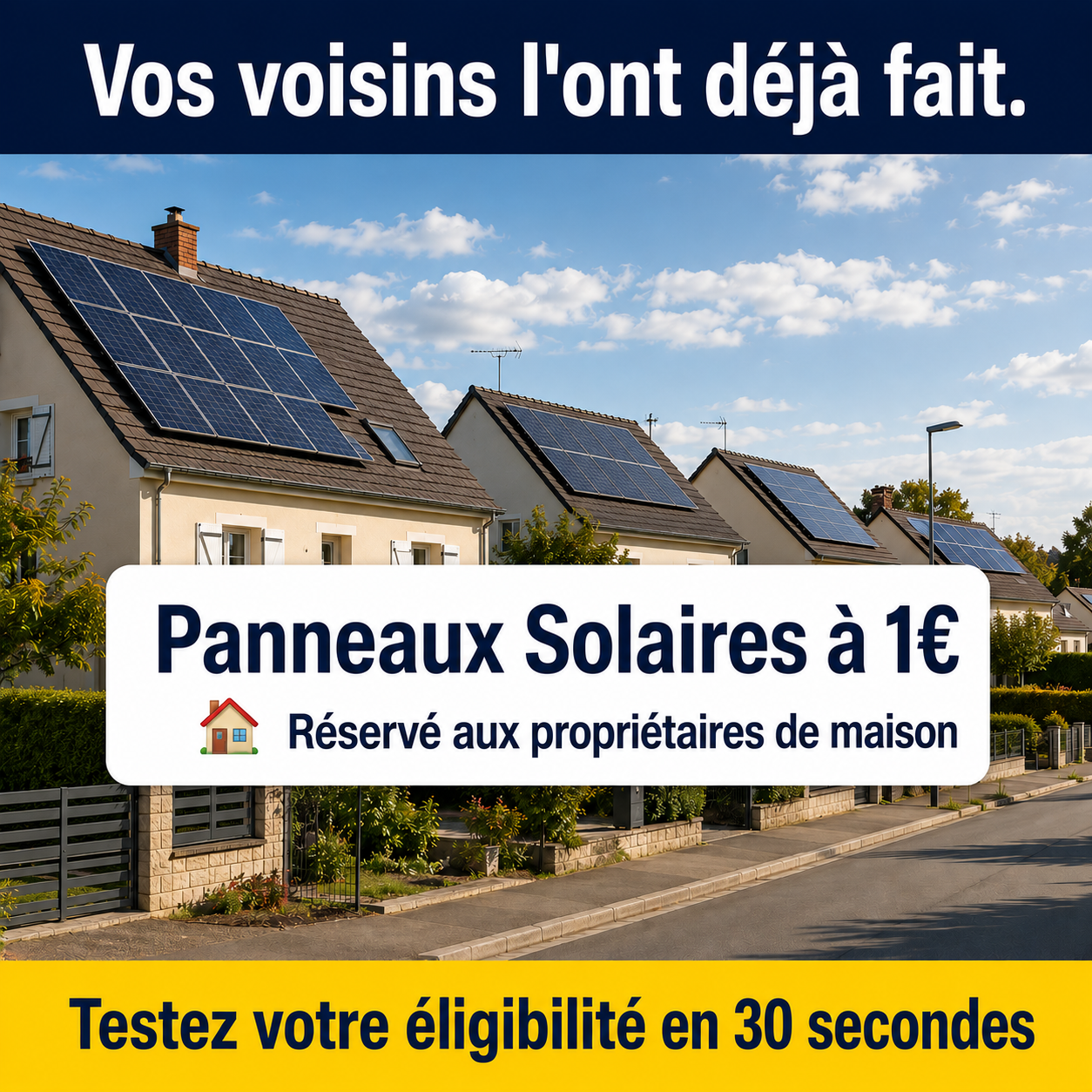 Mes Aides Rénov Facebook ad: Panneaux Solaires à 1€, Aides État 2026