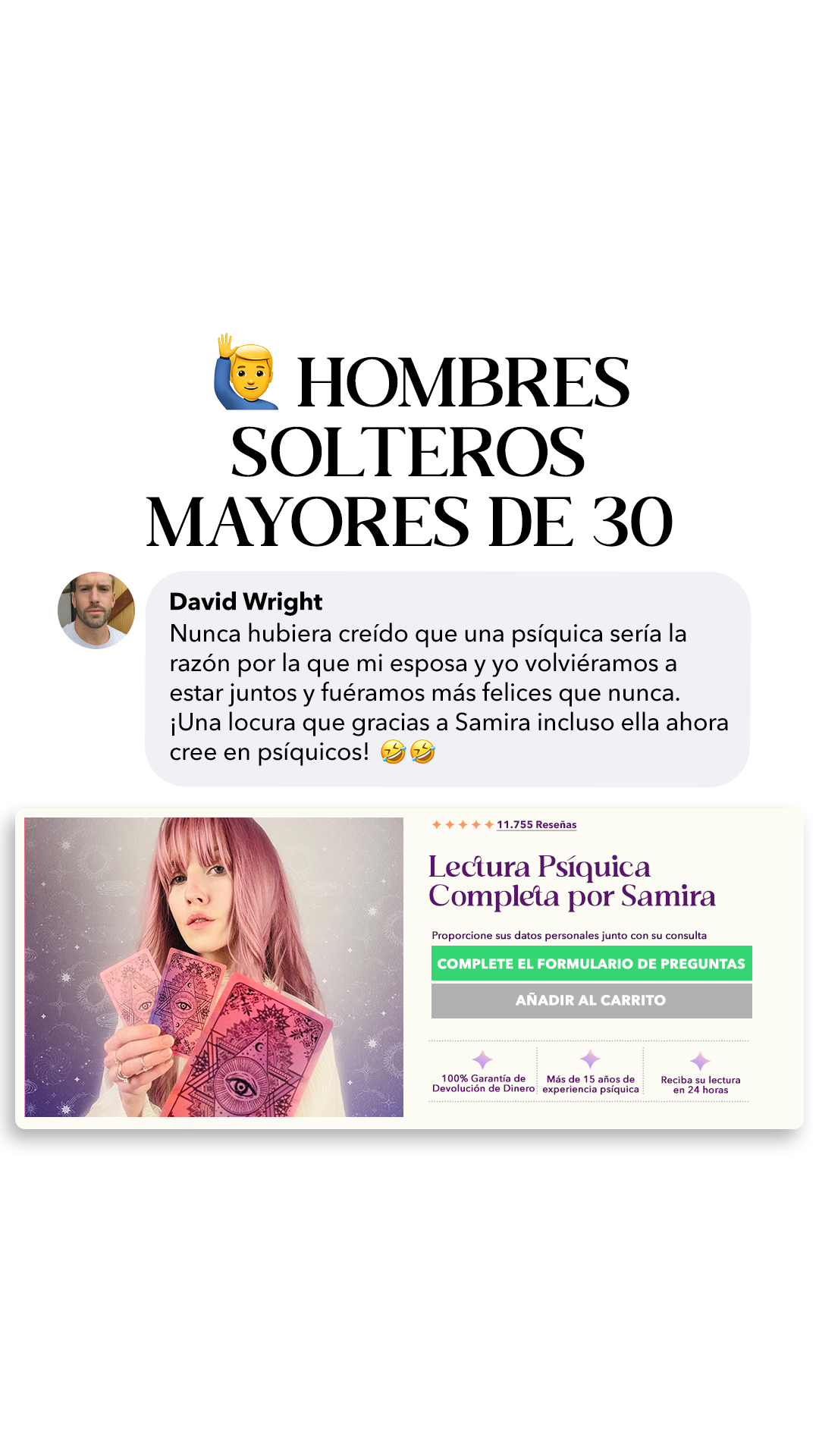 Psychic Samira Español Facebook ad: Obtén 25% de descuento en tu primera lectura
