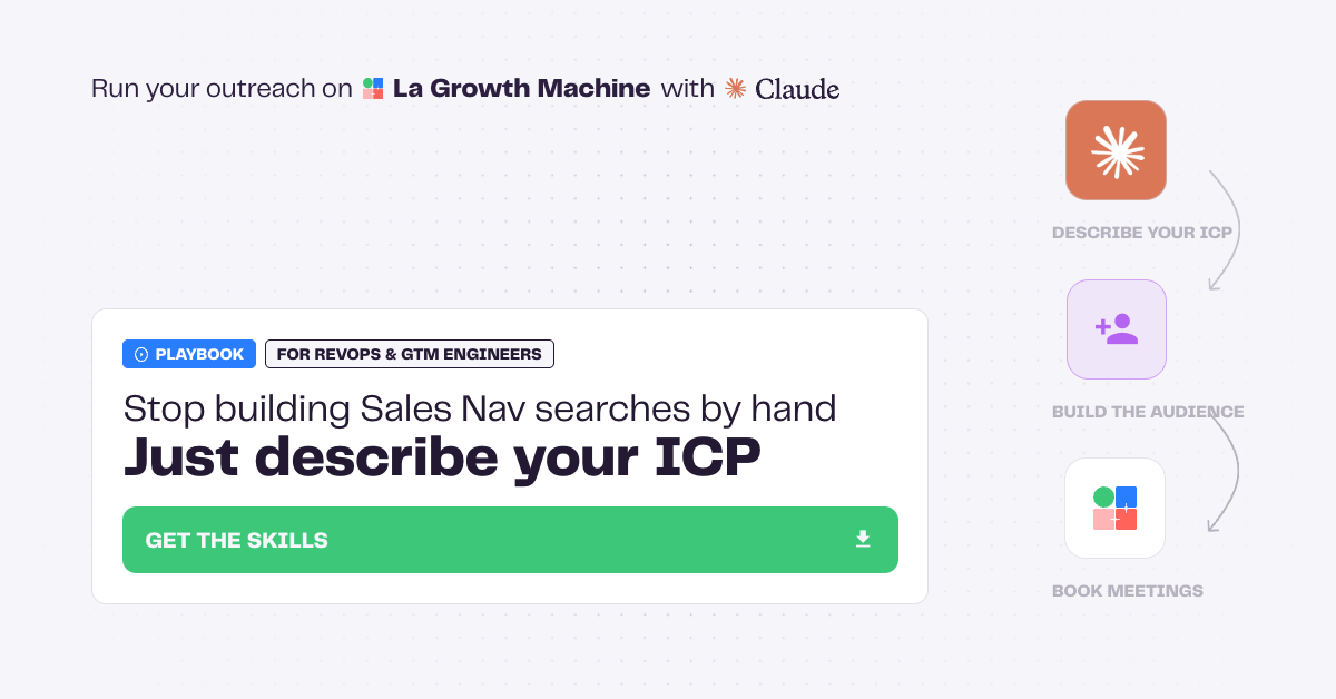 Lagrowthmachine Facebook ad: Free Claude skill for Sales Nav