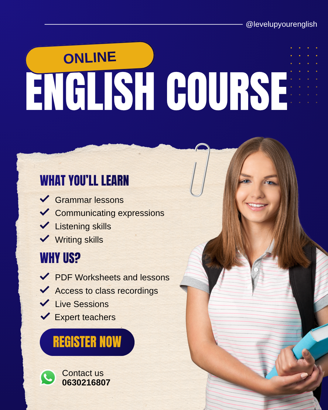 Level Up your English Facebook ad: المقاعد محدودة