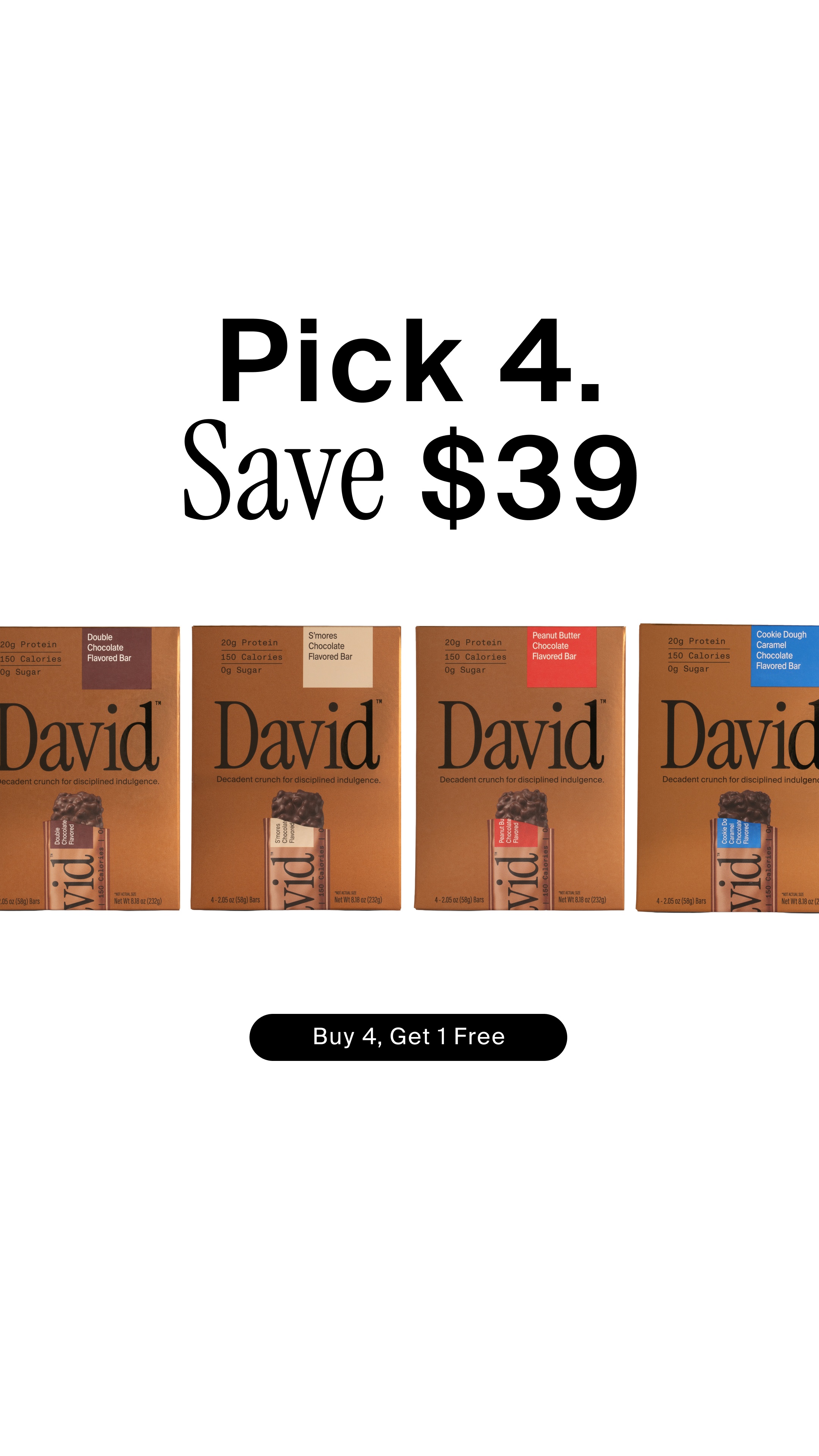 David Protein Facebook ad: 20g Protein. 150 Calories. 0g Sugar.