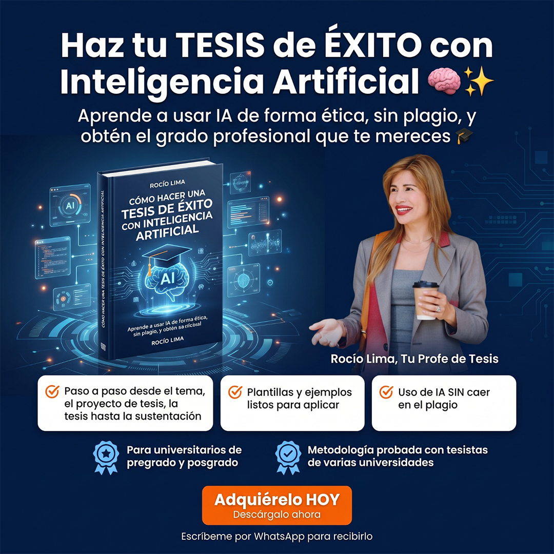 Tesis Asesoría y Capacitación de Rocio Lima Facebook ad: Tu TESIS de ÉXITO con IA (Sin Plagio)
