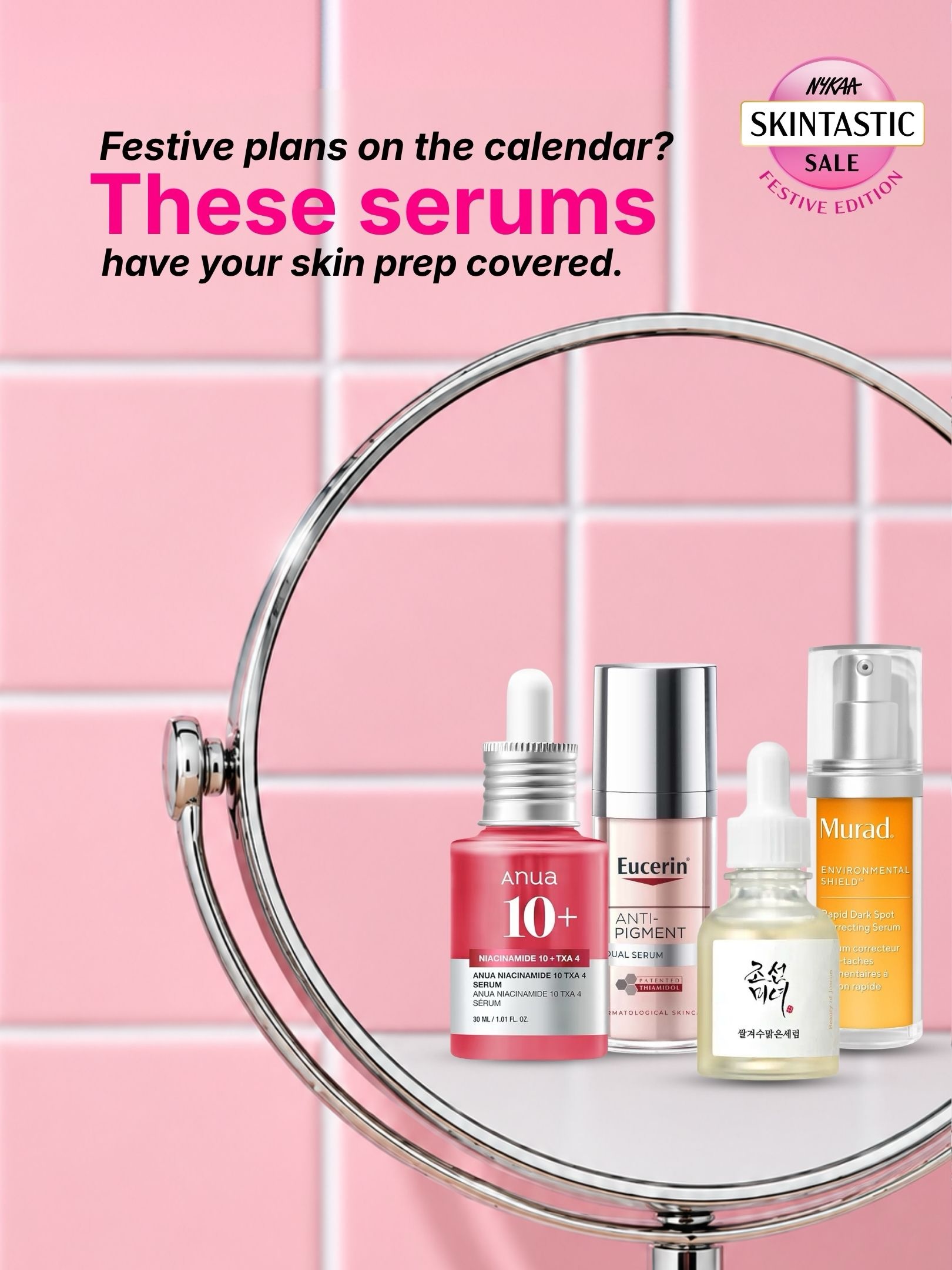 Nykaa Facebook ad: Festive skin prep starts with the right serum.
