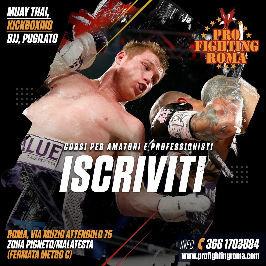 Pro Fighting Roma Facebook ad: Muay Thai, K1, Kickboxing, Pugilato