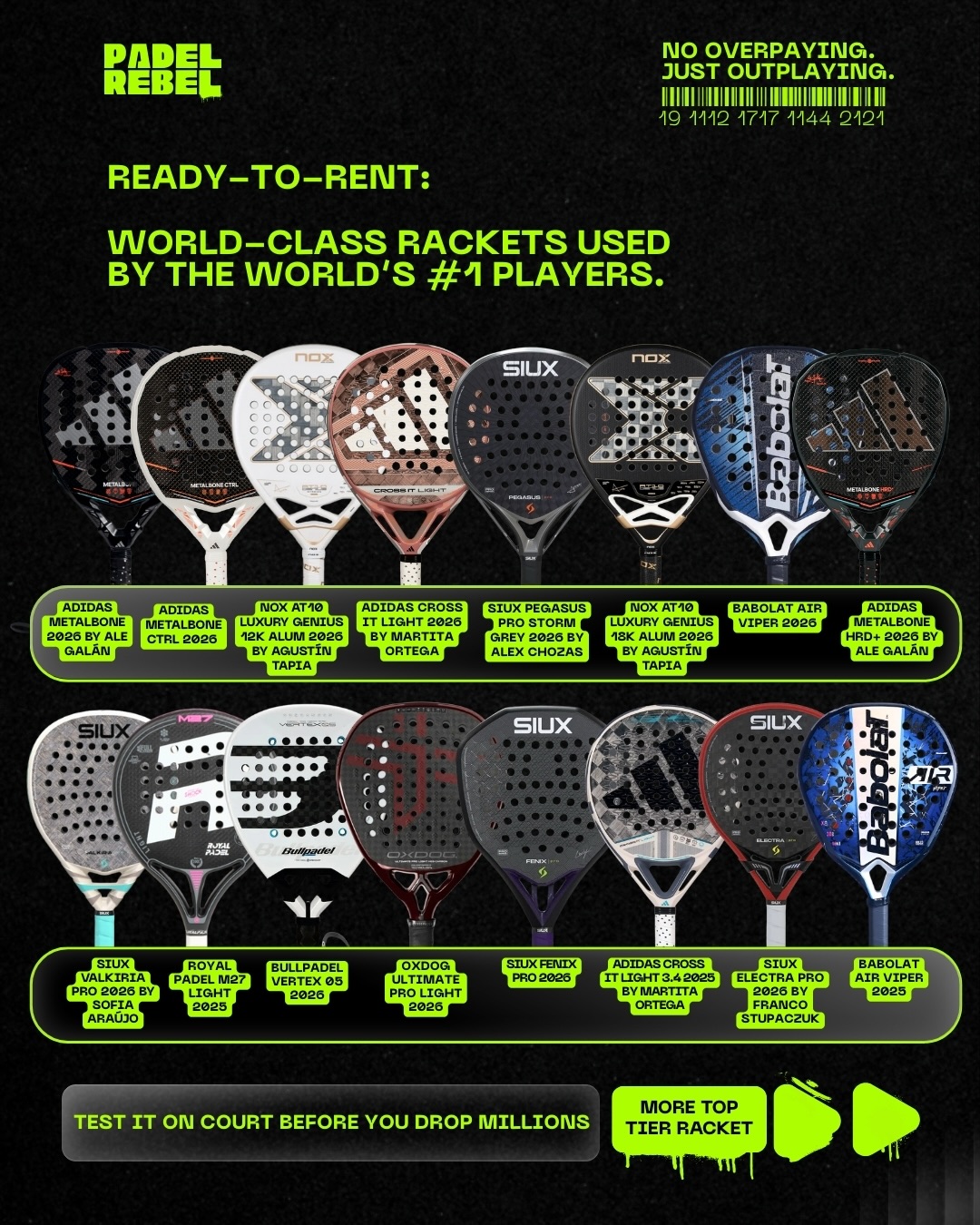 Padel Rebel Facebook ad: ππππ ππ§ ππππ’π₯π π¬π’π¨ π’πͺπ‘ ππ§.