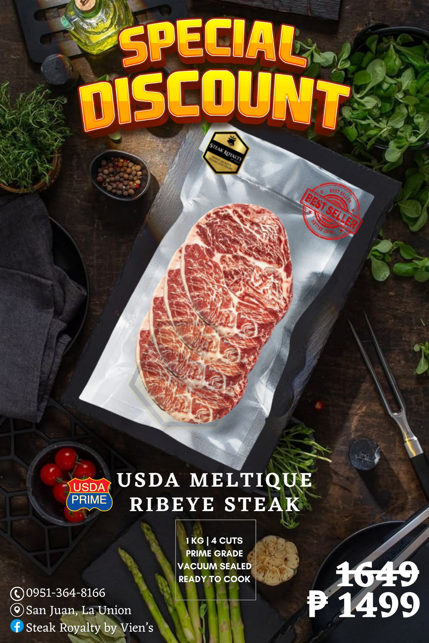 Steak Royalty by Vien's - La Union Facebook ad: ๐ฆ๐ฃ๐๐๐๐๐ ๐๐๐ฆ๐๐ข๐จ๐ก๐ง!