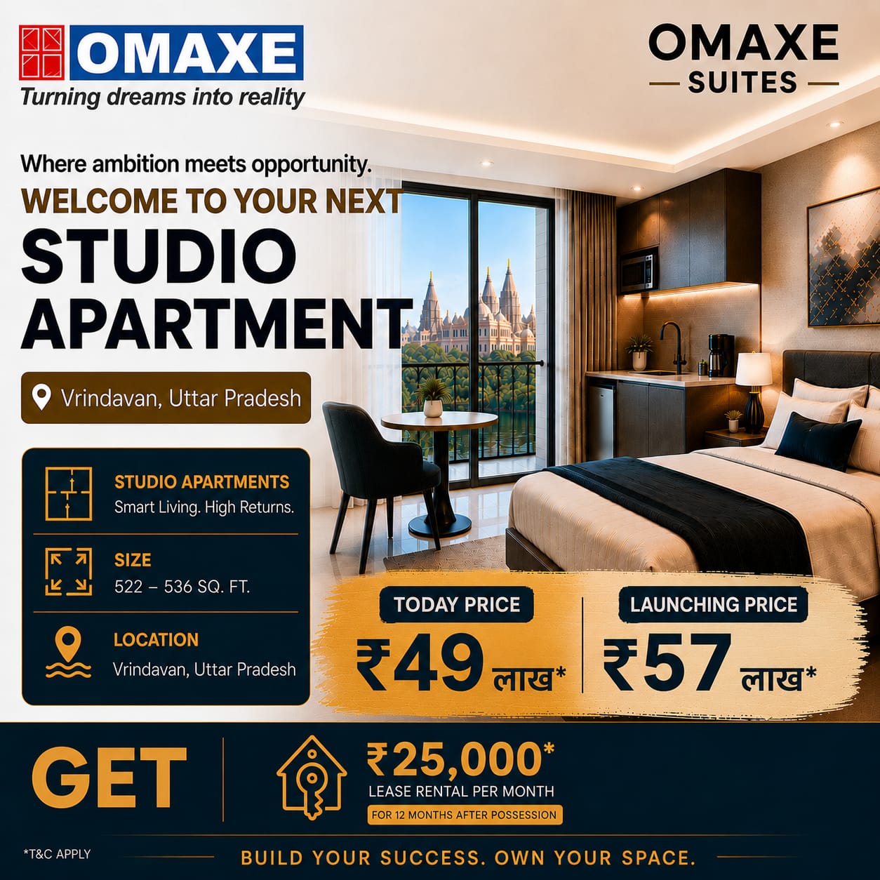 Prophuts Realtech Pvt. Ltd. Facebook ad: Studio Apartments in Vrindavan from ₹49.5 Lakh