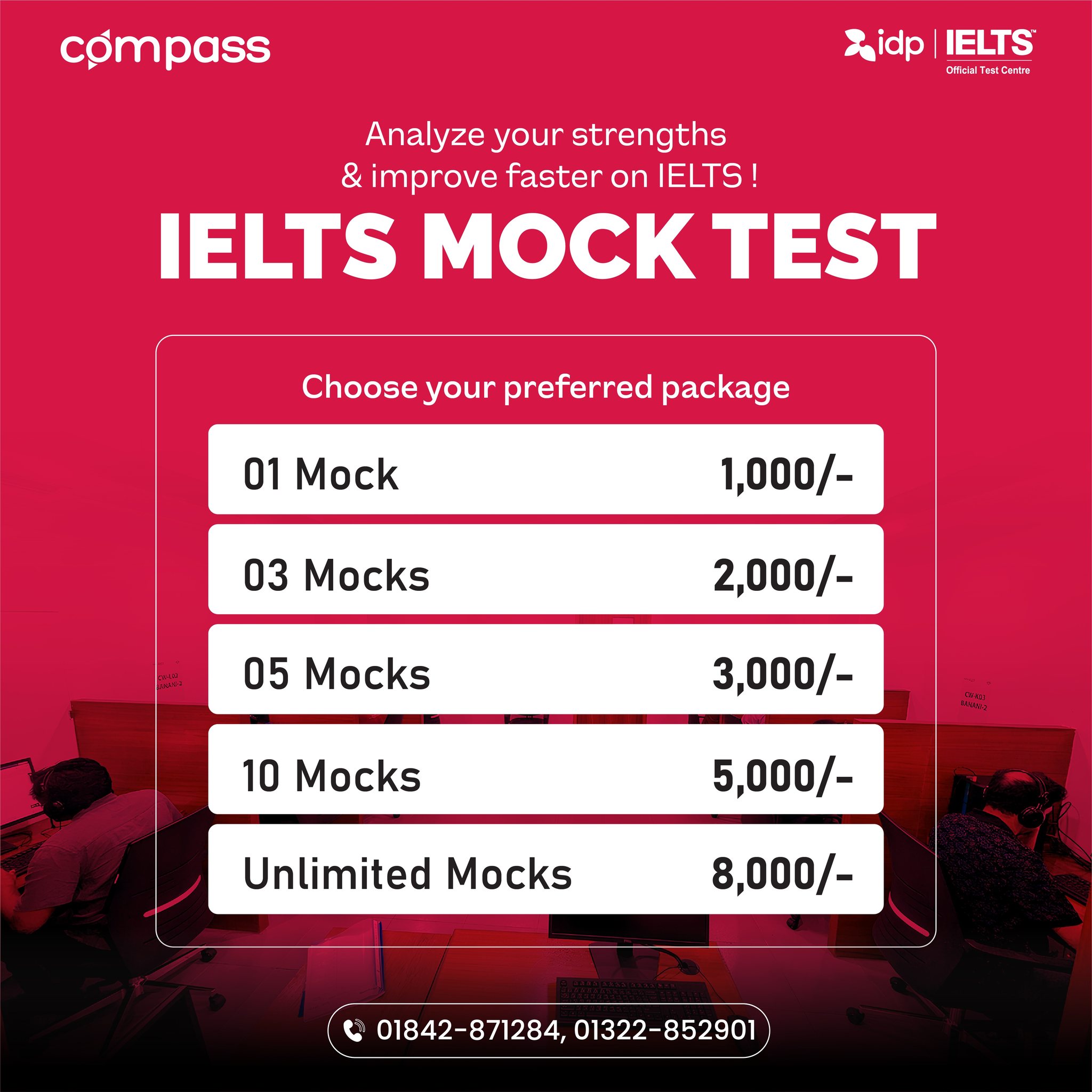Compass Education Facebook ad: IELTS Main Exam-এর আগে নিজের প্রস্তুতি যাচাই করেছেন?