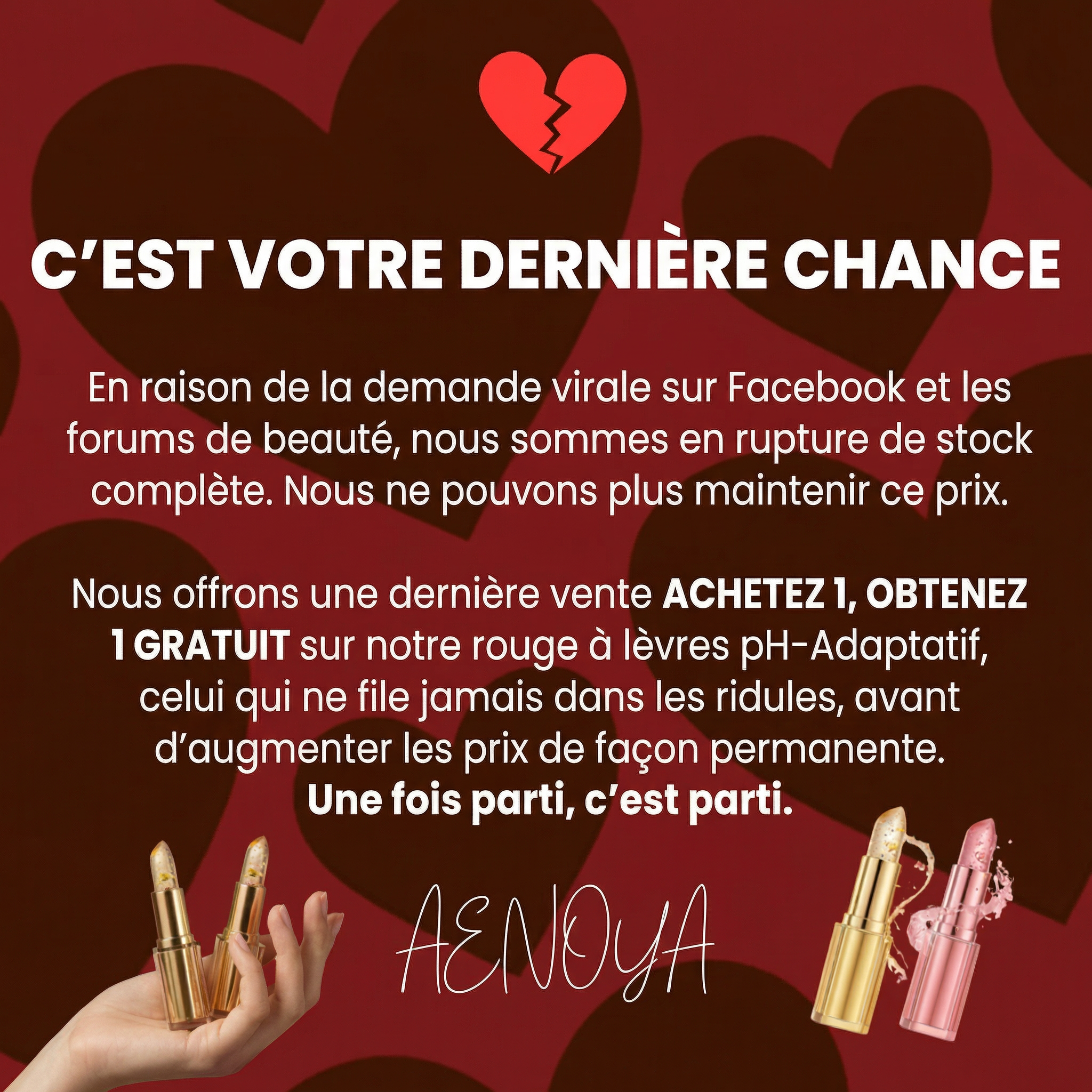 Aenoya Facebook ad: 1 ACHETEZ = 1 OFFERT