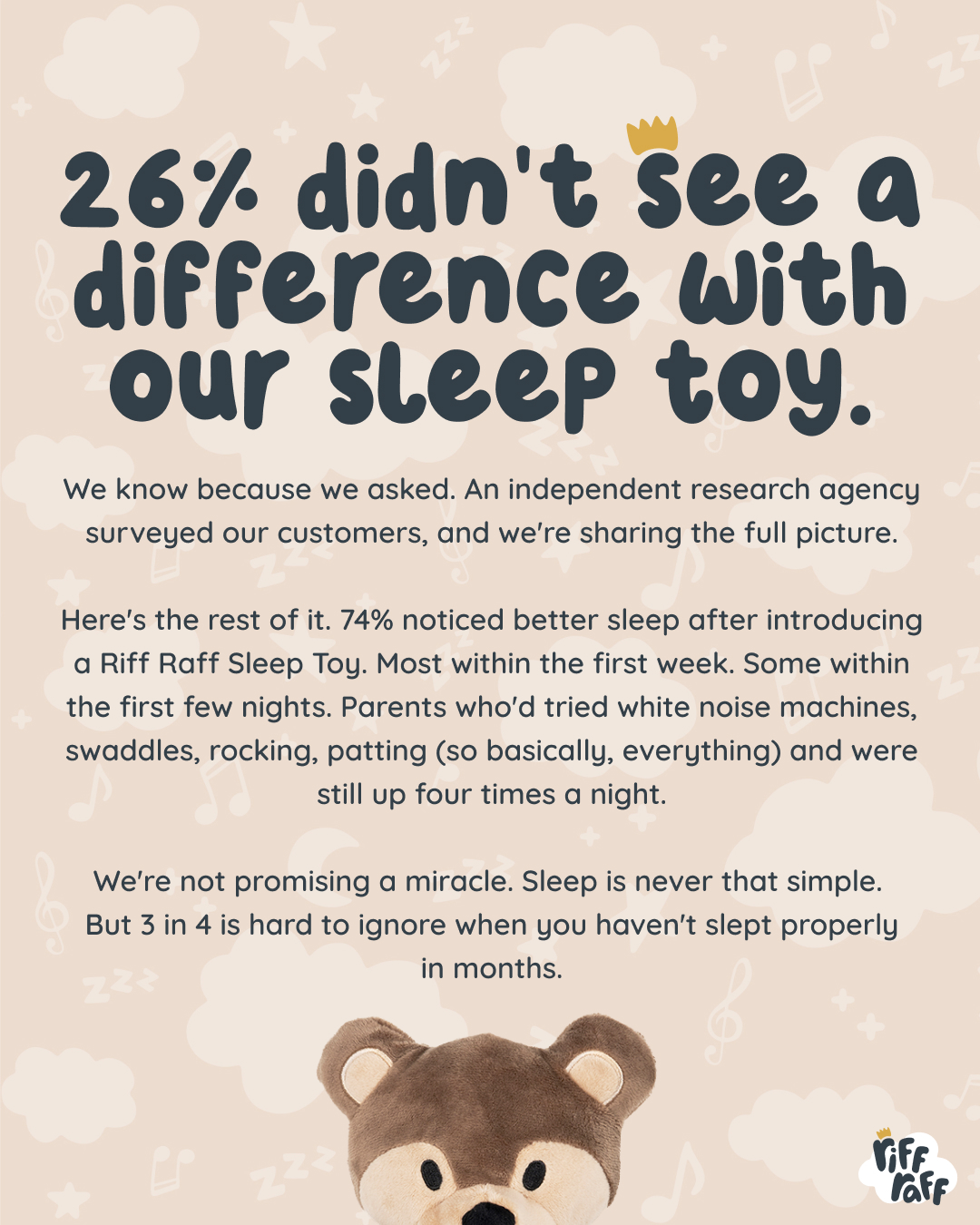 RIFF RAFF SLEEP TOYS Facebook ad: 14,000+ Five-Star Reviews