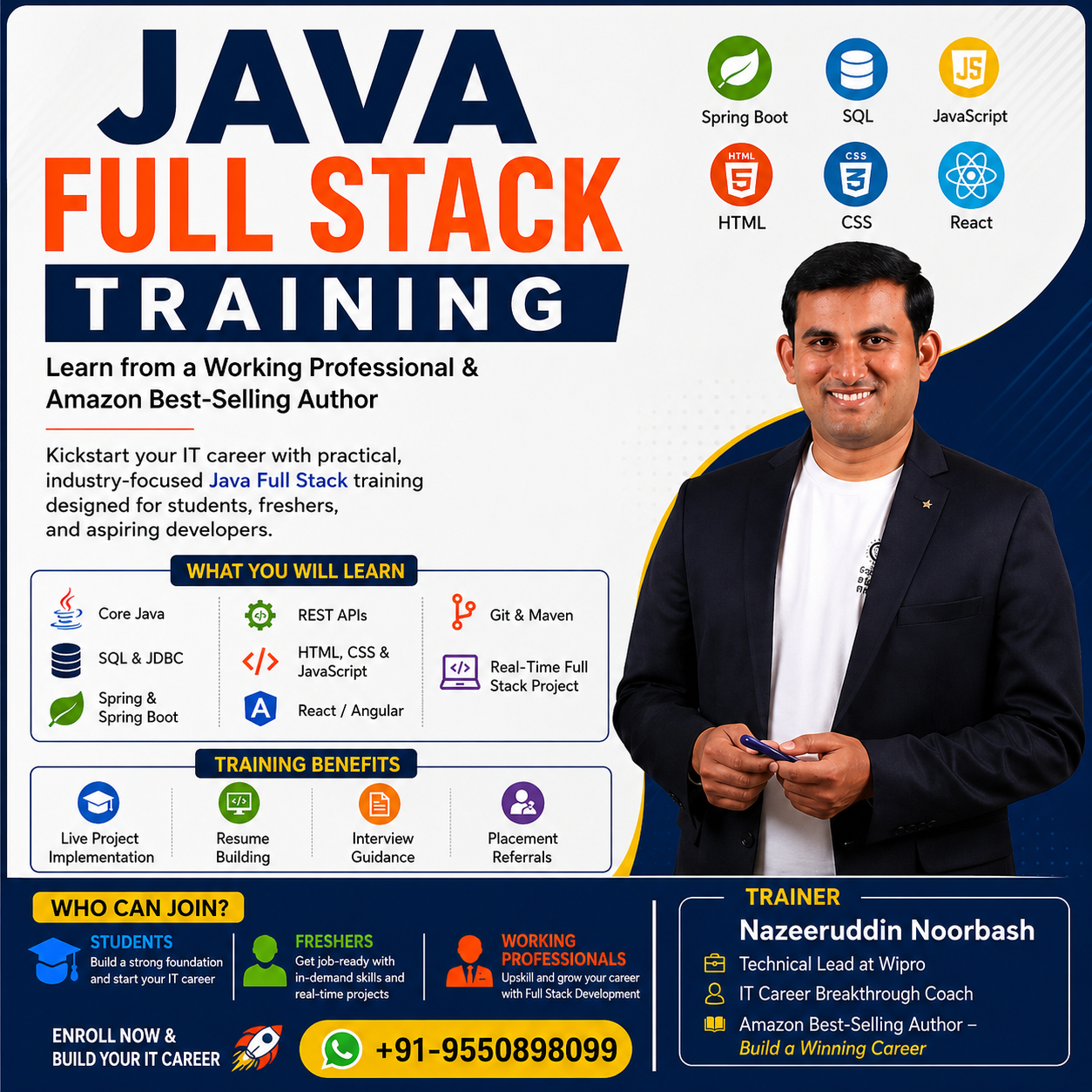 Nazeeruddin - It Career Coach - Author Facebook ad: Learn Java Full Stack from a Working Professional