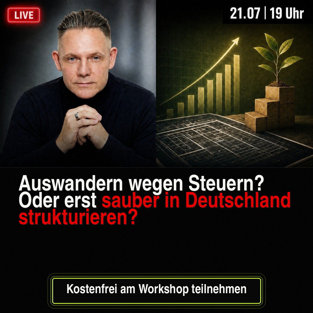 Burkhard Küpper Facebook ad: Kostenloser Steuer-Workshop am 21.07. um 19 Uhr