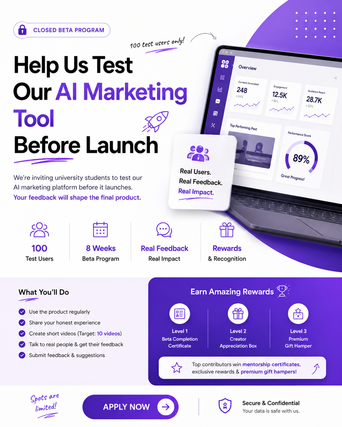 Maheen Waqar Facebook ad: We're Looking for Test Users - Apply Now