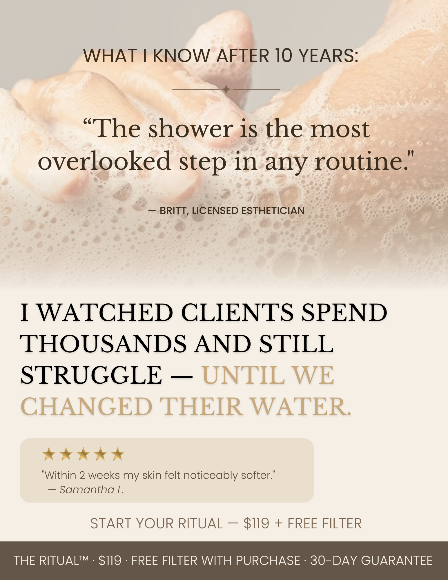 Cloak & Sage Facebook ad: The Shower Is The Most Overlooked Step In Any Routine.