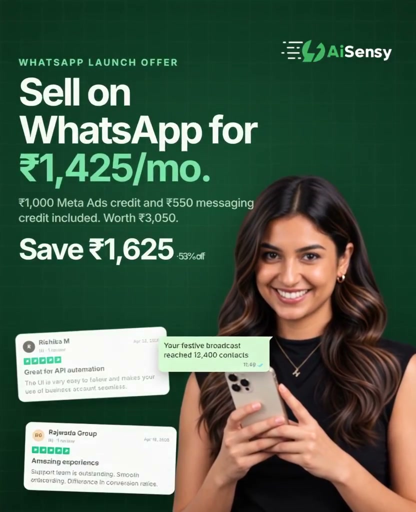 AiSensy Facebook ad: Drive 3 times more revenue via WhatsApp