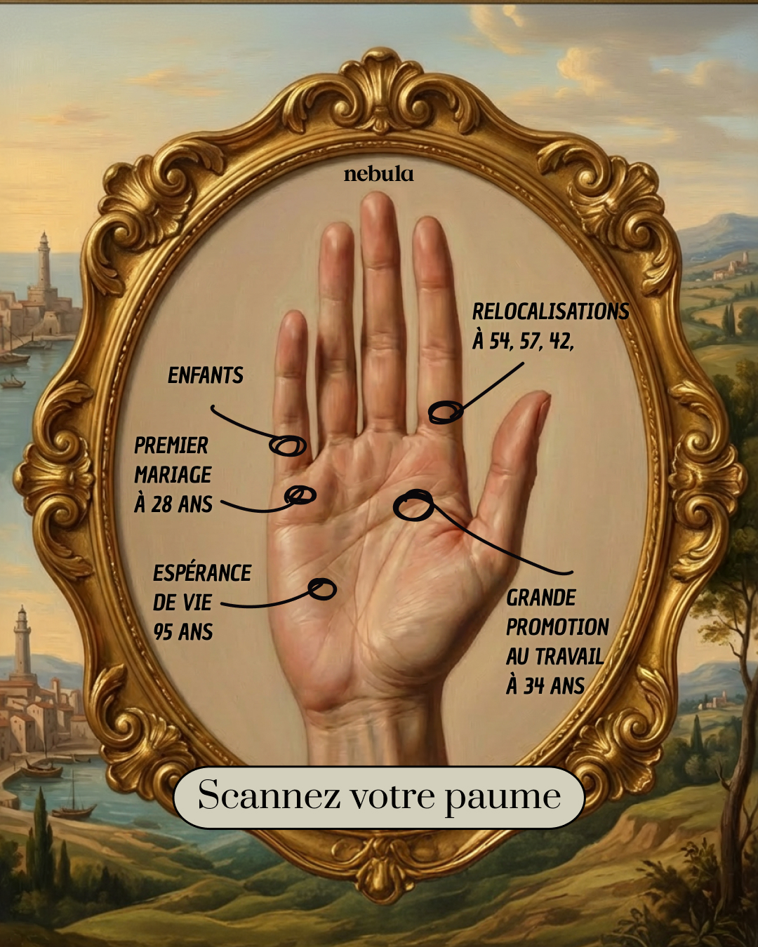 Nebula: Palm Reading Facebook ad