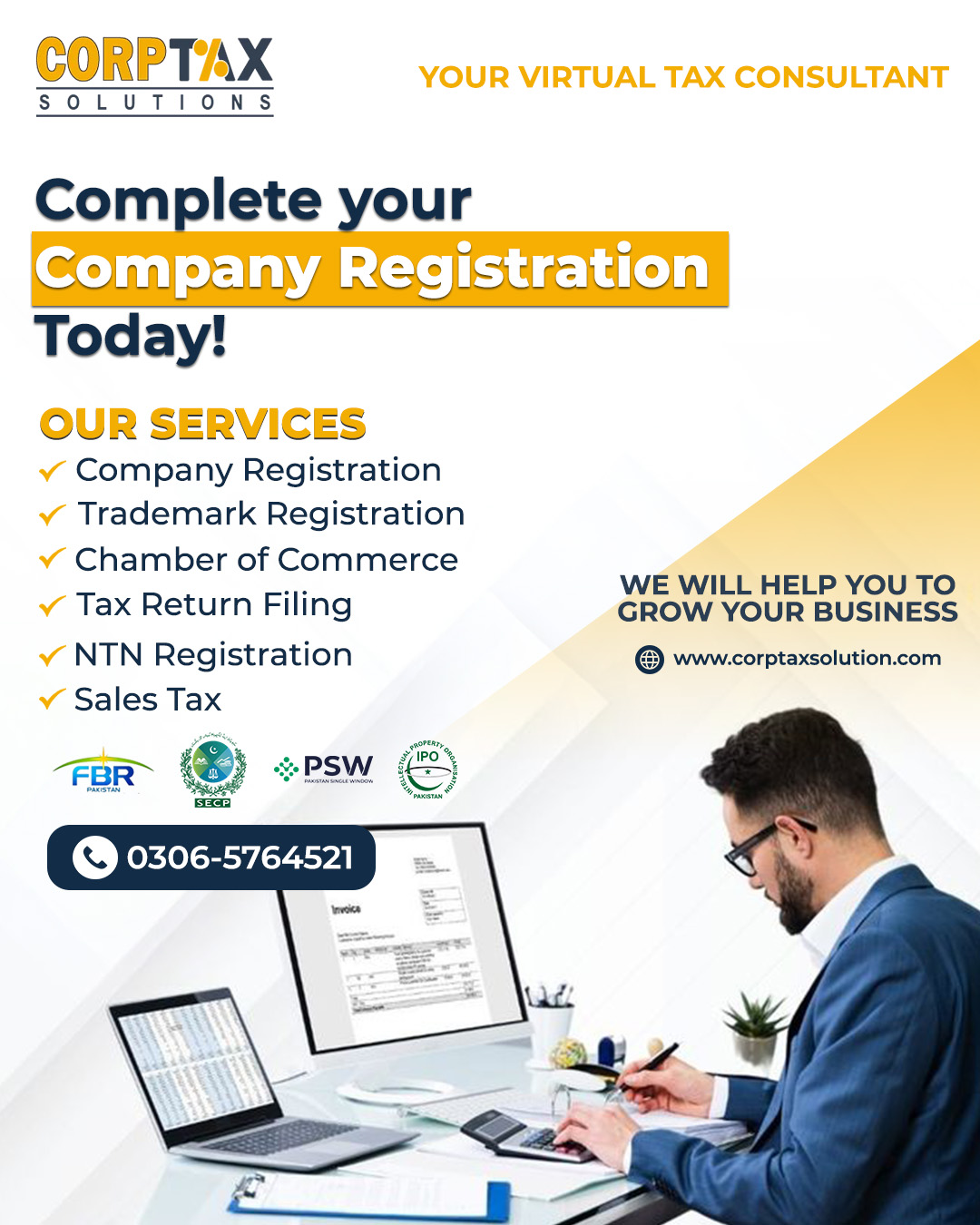 Corptax Solutions Facebook ad: Chat with us
