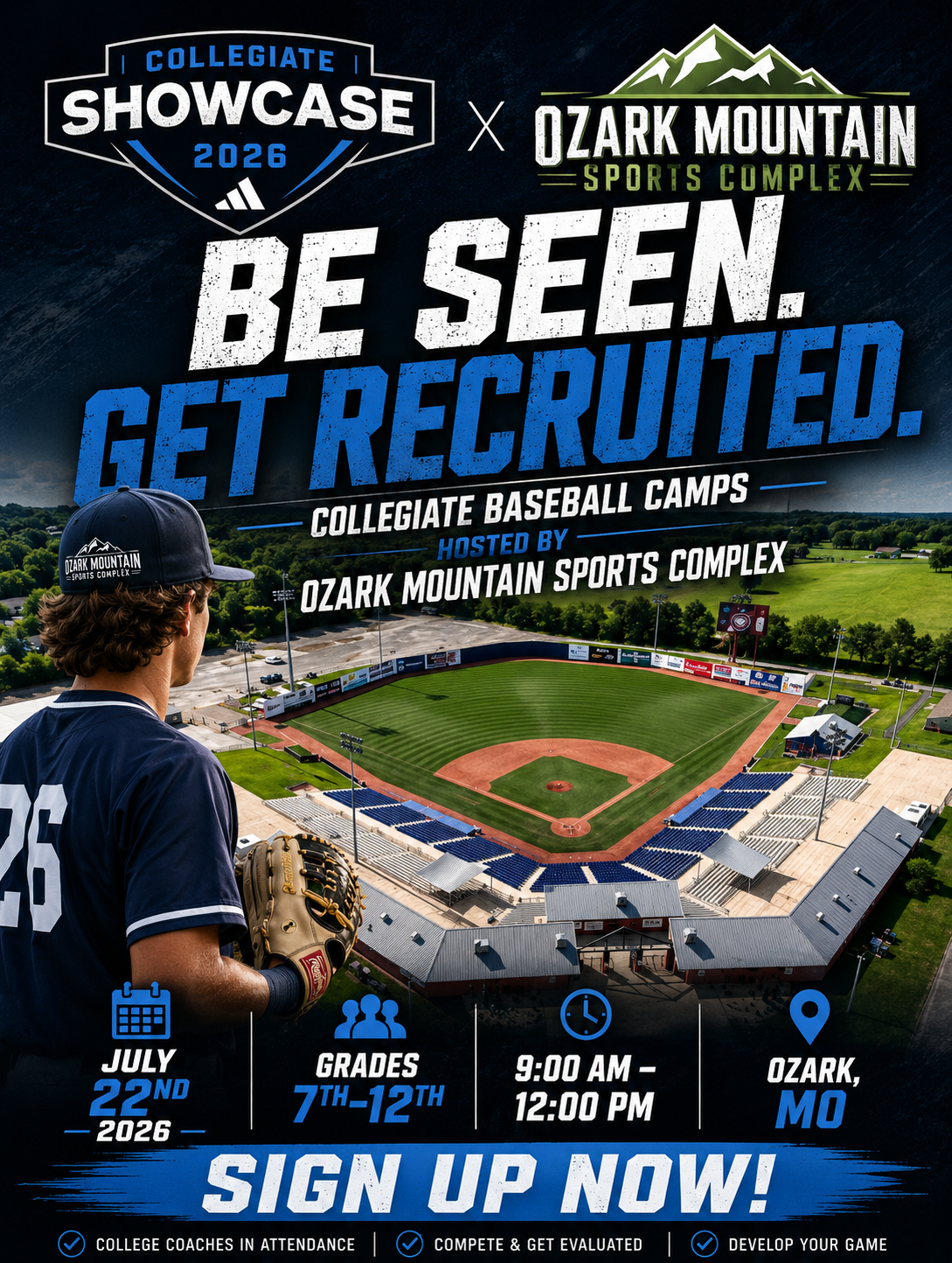 Collegiate Baseball Camps Facebook ad: Spots are limited. Register now!