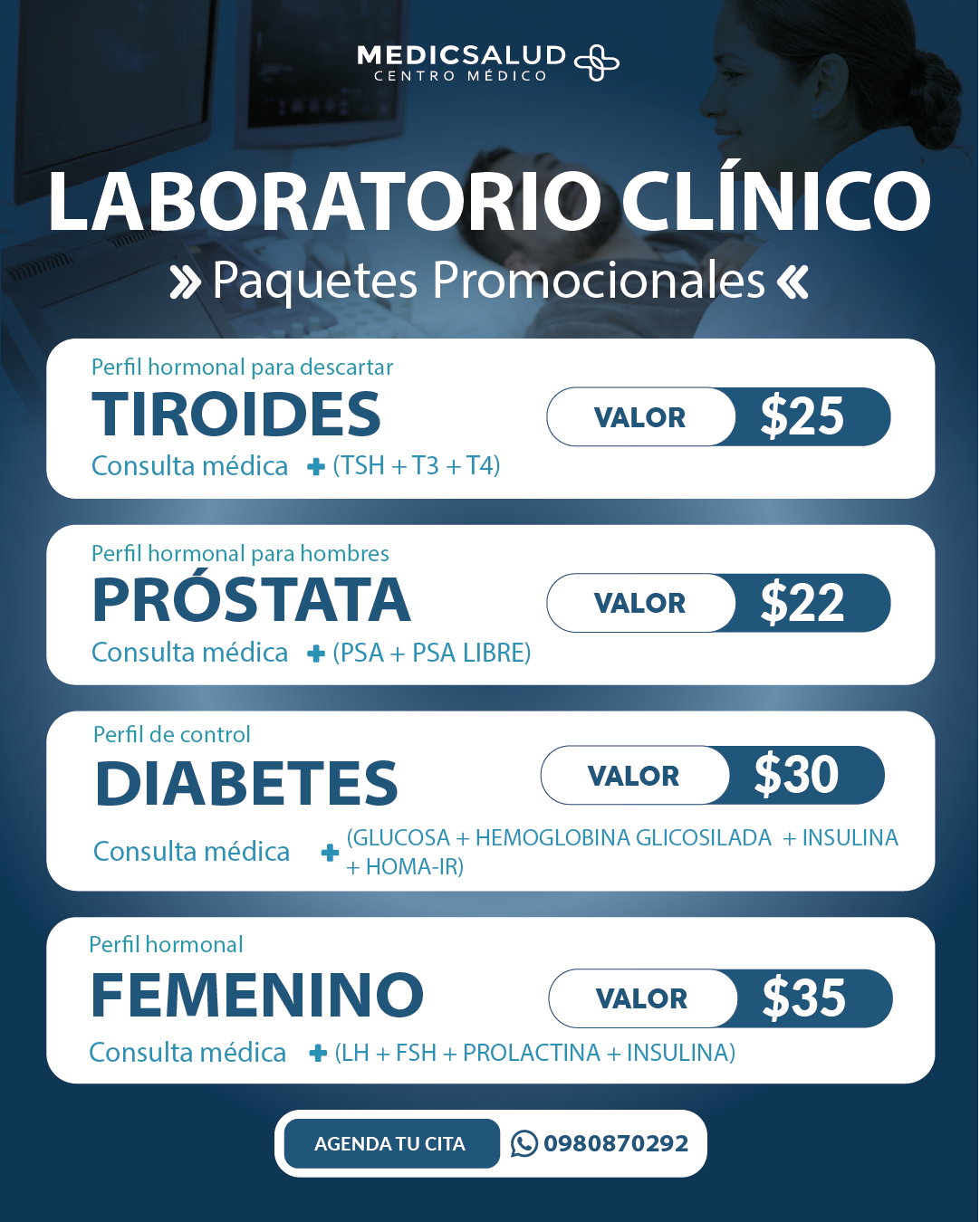 MedicSalud. Facebook ad: Chequeos desde $22