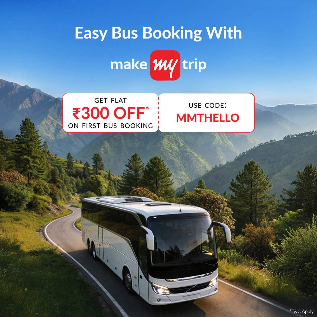 MakeMyTrip Facebook ad: Book Bus Tickets on MakeMyTrip