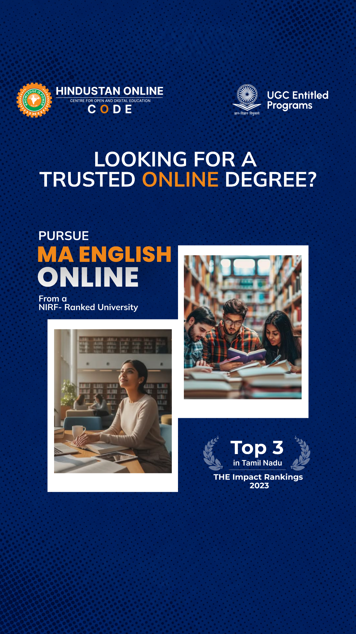 Hindustan Online Facebook ad: Admissions Closing Soon for Hindustan University Online…