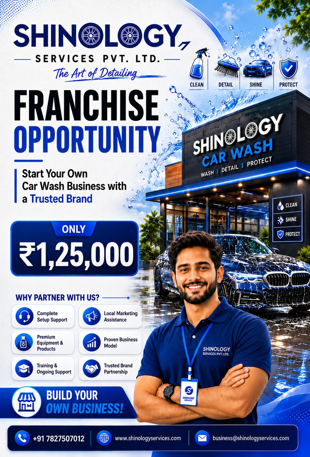 Shinology Services Facebook ad: Cleaning Franchise From ₹1,25,000