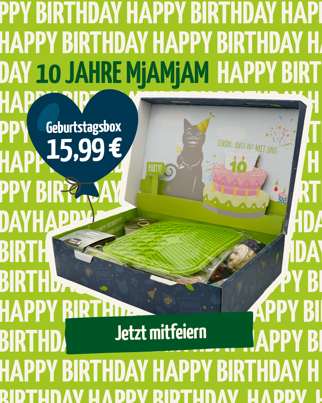 MjAMjAM Petfood Facebook ad: MjAMiläumsBox - Best of 10 Jahre MjAMjAM Katze | 81087