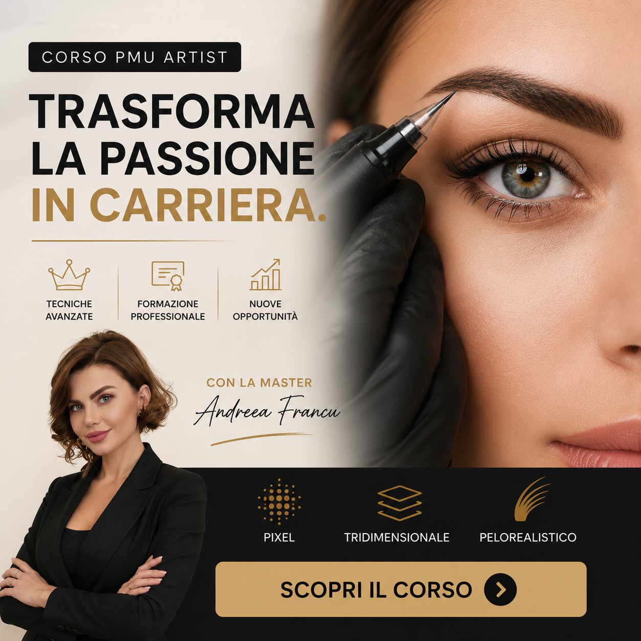 AndreeaFrancu-PMU Master Facebook ad: Diventa PMU Artist!