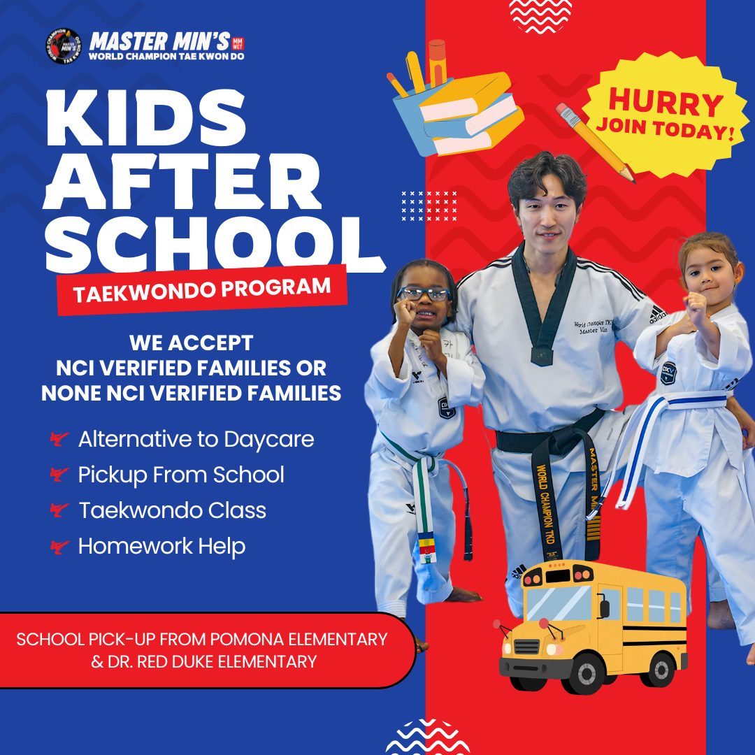 Master Min’s World Champion Tae Kwon Do Facebook ad: After-School Taekwondo + School Pick-Up
